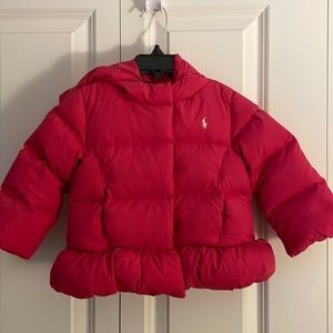 Ralph Lauren Pink Down Puffer Jacket With Hood